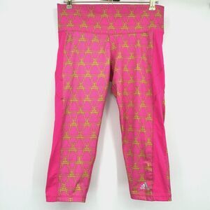 Adidas Climalite Capri Leggings Size L Mid Rise Spandex Pink Athleisure Sport